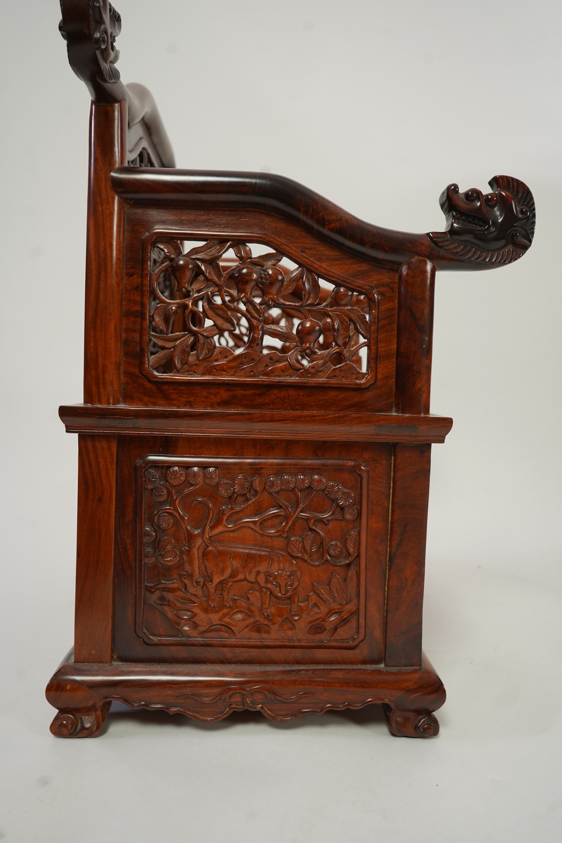 A Chinese huanghuali throne-shaped dressing cabinet, 20th century